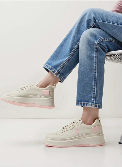 Women's Off White Sneakers - Bold Rugged Style with Durable Sole for Outdoor Wear