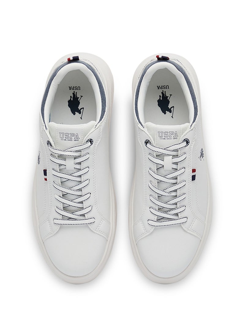 Men's White Low-Top Sneakers - Lightweight Lace-Up Design