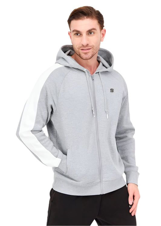Men Sportswear Fit Long Sleeve Outdoor Hooded Jacket, Grey