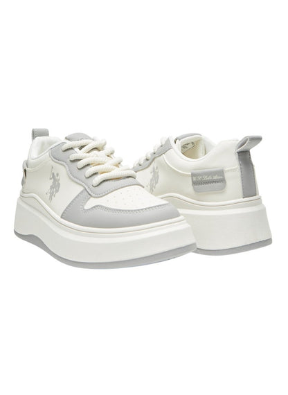 Women's White and Grey Sneakers - Bold Rugged Style with Durable Sole for Outdoor Wear