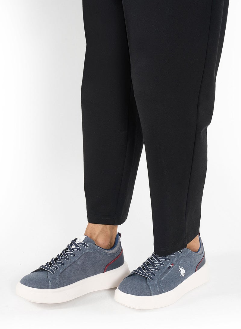 Men's Blue Low-Top Sneakers - Lightweight & Trendy Design for Everyday Wear