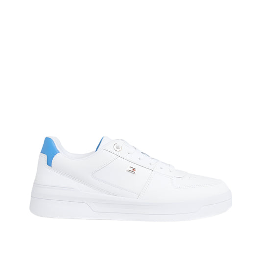 Women's Enamel Flag Basketball Low-Top Trainers -  Leather mix upper, White/ Blue