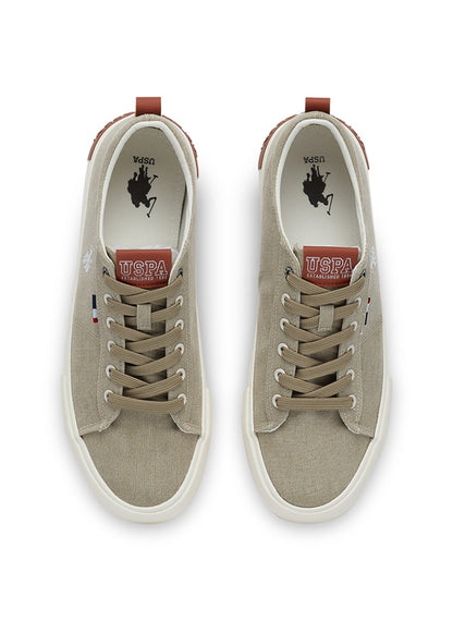 Men's Beige Low-Canvas Top Sneakers - Lightweight