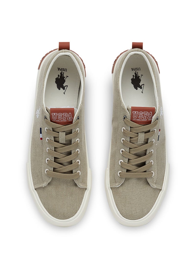 Men's Beige Low-Canvas Top Sneakers - Lightweight