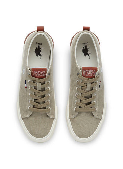 Men's Beige Low-Canvas Top Sneakers - Lightweight