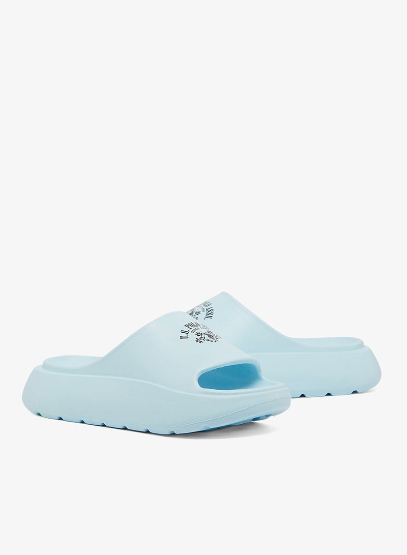 Women's Light Blue Slides - High-Quality Sole Lightweight Shoes & Trendy Design