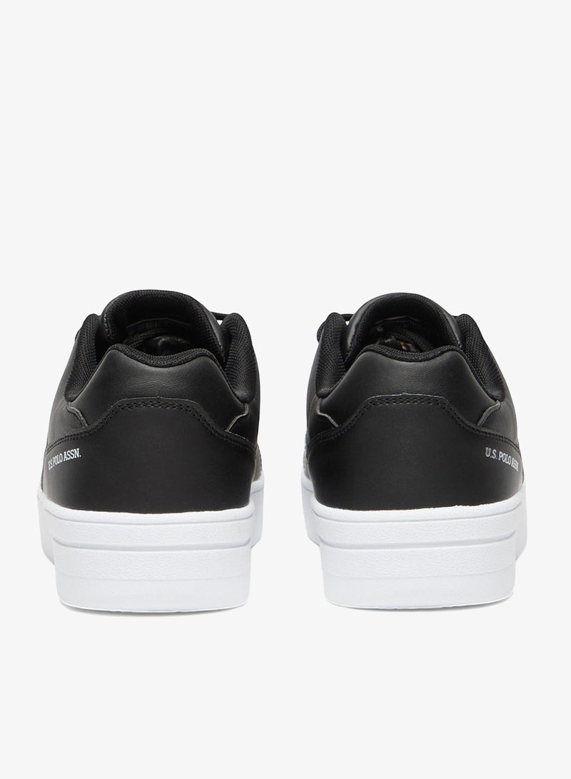 Men's Black Low-Top Sneakers - Sleek Style with Lace-Up Design Shoes and Comfort Cushioned Sole for Everyday Wear