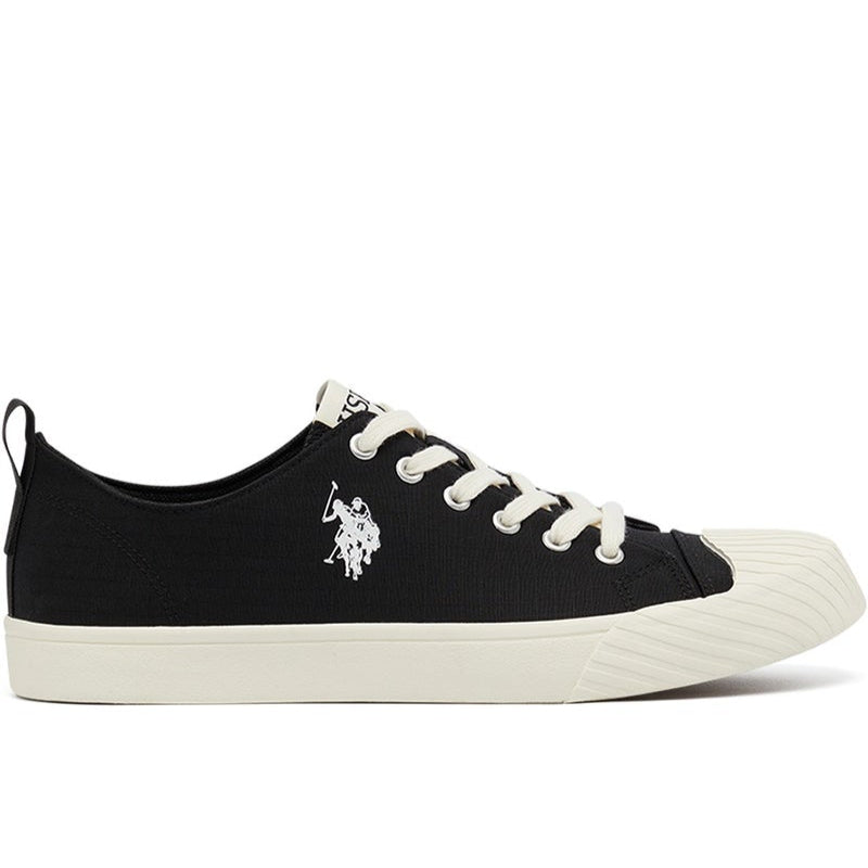 Men's Black Low-Top Canvas Sneakers - Iconic Branding for a Clean Look