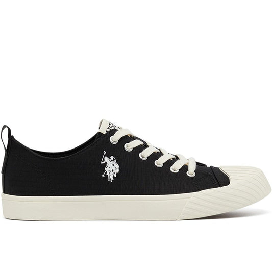 Men's Black Low-Top Canvas Sneakers - Iconic Branding for a Clean Look