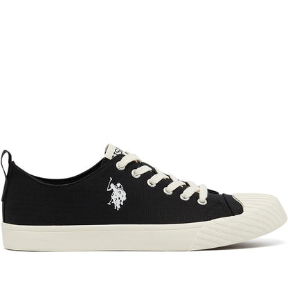 Men's Black Low-Top Canvas Sneakers - Iconic Branding for a Clean Look