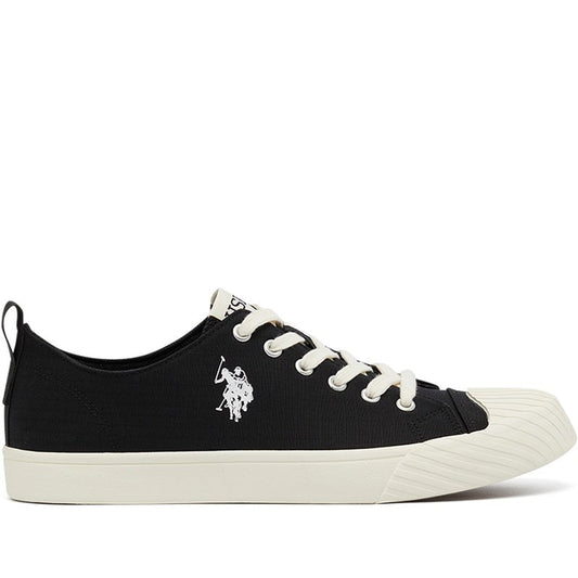 Men's Black Low-Top Canvas Sneakers - Iconic Branding for a Clean Look
