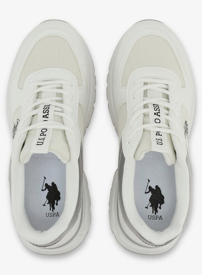 Women's White Low-Top Sneakers - Stylish Shimmer Design Shoes, Perfect for a Cute Outfit