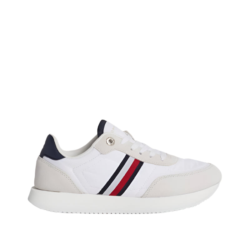 Women's Global Stripe Essential Suede Trainers -  Suede upper, White