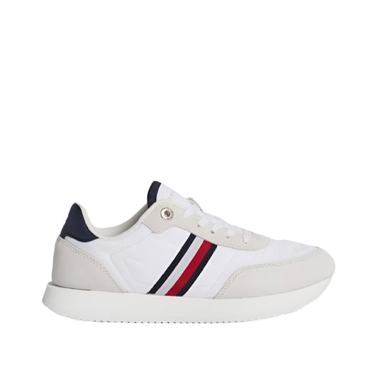 Women's Global Stripe Essential Suede Trainers -  Suede upper, White