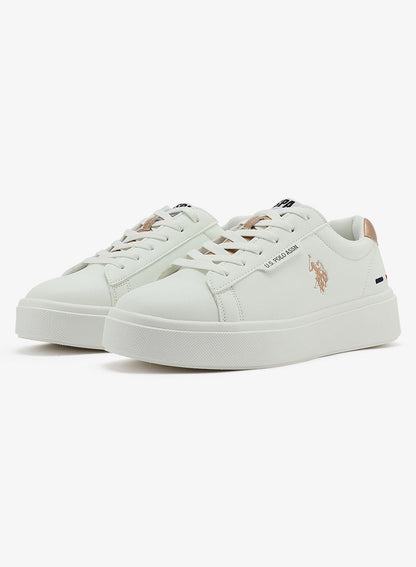 Women's White Low-Top Sneakers - Stylish Lace-Up Design Shoes, Perfect for Casual Outings
