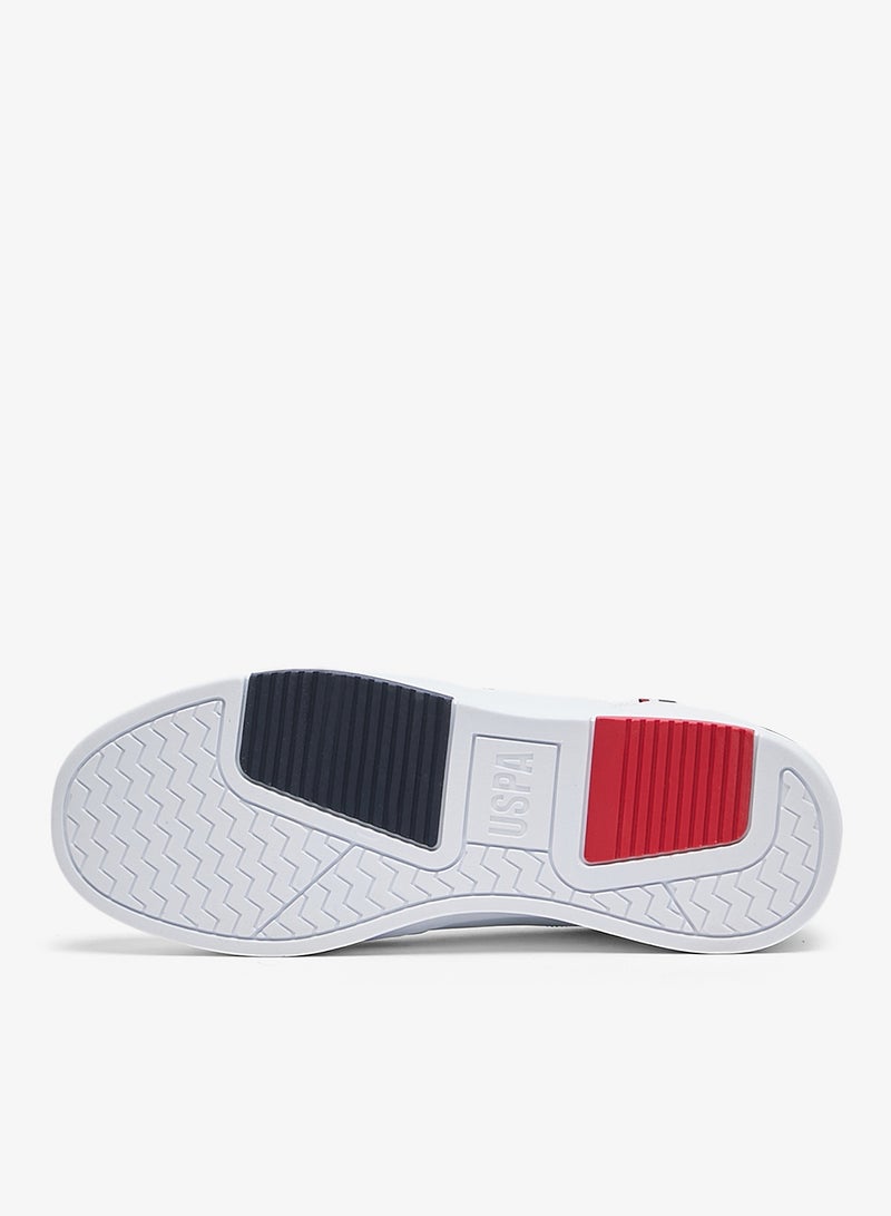 Men's White Low-Top Sneakers - Lightweight, Minimalist Design with Red & Blue Accents Shoes