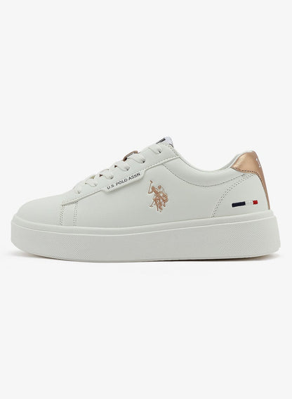 Women's White Low-Top Sneakers - Stylish Lace-Up Design Shoes, Perfect for Casual Outings