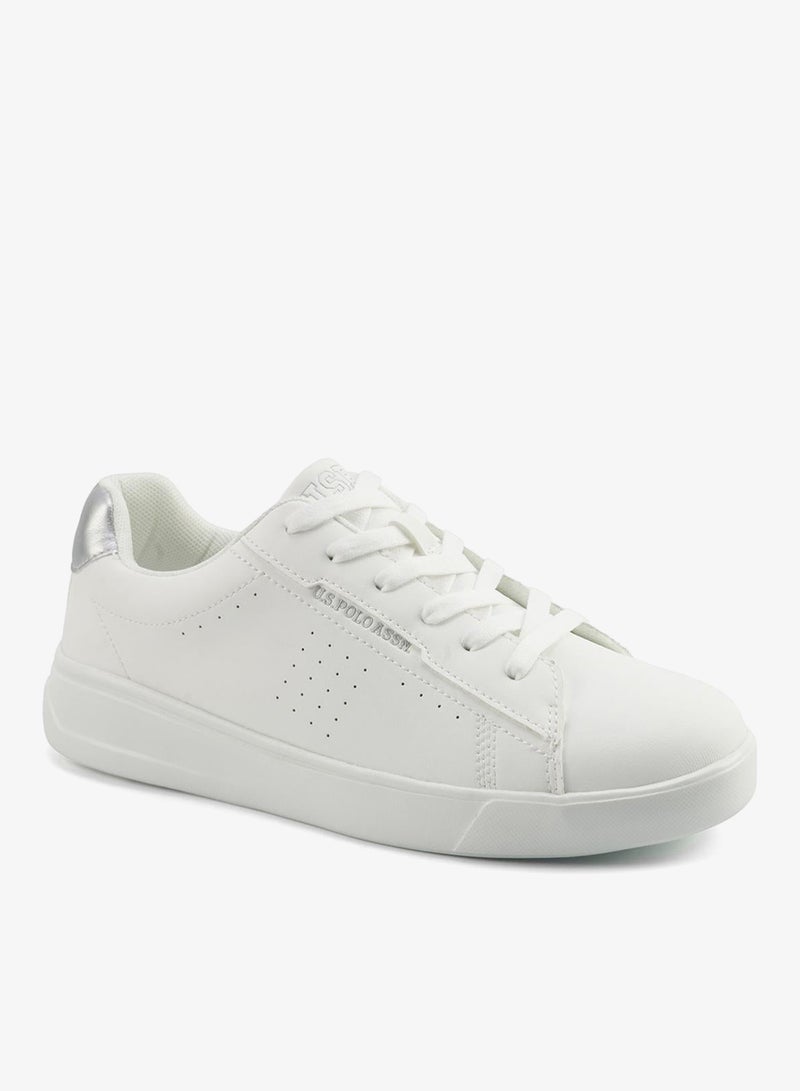 Women's White Low-Top Sneakers - Lightweight Shoes with White Sole, Comfortable Casual