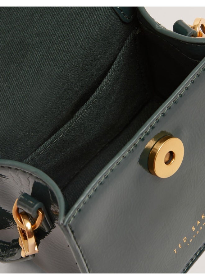 Rose Detail Square Mini Top Handle Bag