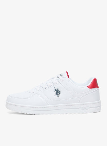 Men's White and Red Low-Top Sneakers - Lightweight Shoes Classic Lace-Up Design Shoes, Comfortable for Everyday Outfits