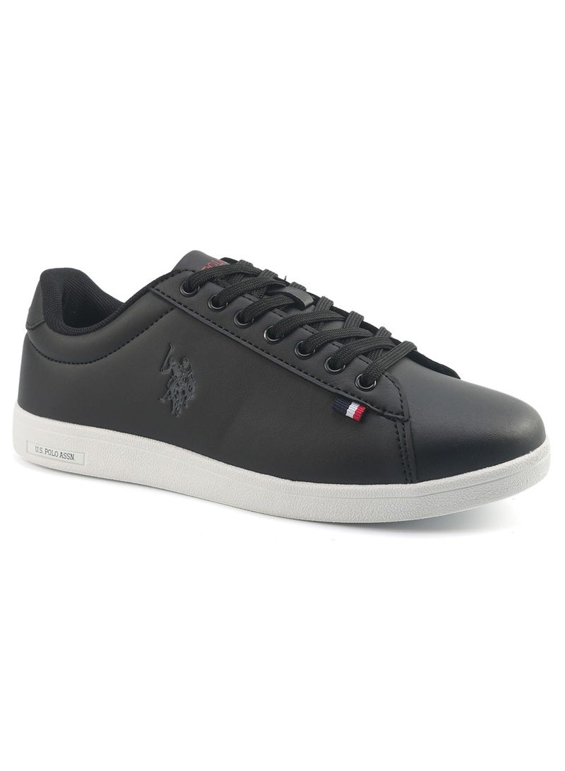 Women's Black Low-Top Sneakers - Bold Lace-Up Style for Striking Everyday Look