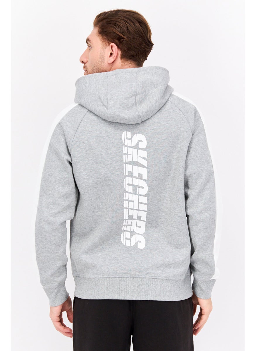 Men Sportswear Fit Long Sleeve Outdoor Hooded Jacket, Grey