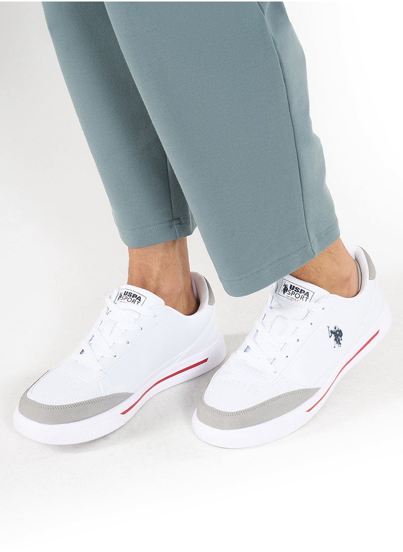 Men's White Low-Top Sneakers - Lightweight Lace-Up Design, Comfortable for Everyday Outfits