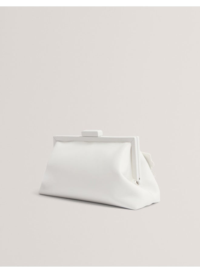 FLOWER 3D APPLIQUE CLUTCH BAG