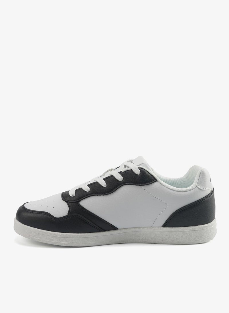 Men's White and Black Sneakers, Stylish Contrast Design Shoes for Sporty Everyday Looks