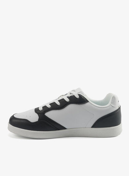 Men's White and Black Sneakers, Stylish Contrast Design Shoes for Sporty Everyday Looks