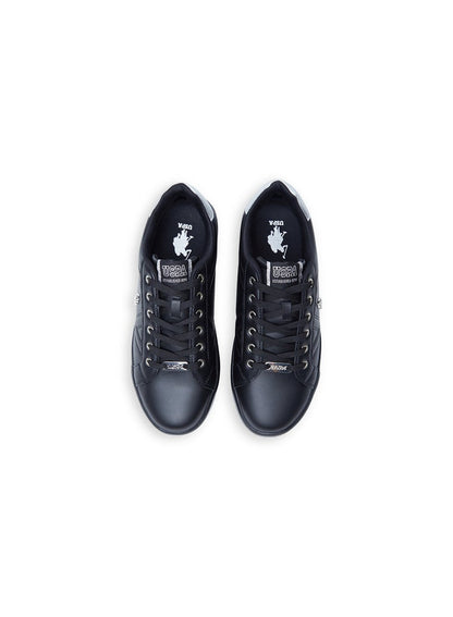 Women's Full Black Low-Top Sneakers - Fashionable Lace-Up Style, Perfect for Everyday Casual Outfits