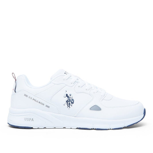 Men's White Low-Top Casual Sneakers with Iconic Branding for a Clean Look