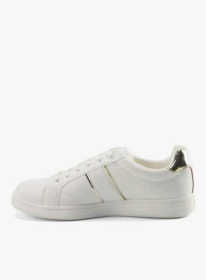 Women's White Sneakers with Metallic Accents Shoes - Sleek Design Shoes for Modern Casual Style