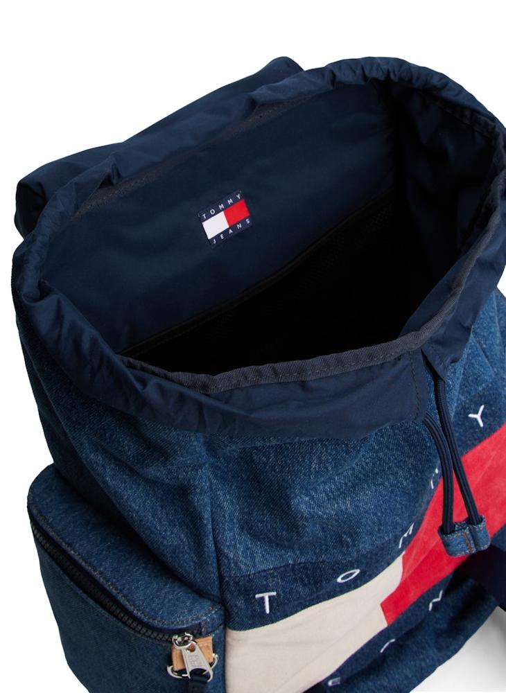 Logo Lid Open Denim Backpack