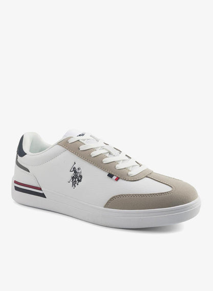 Men's White Sneakers, Stylish Contrast Design Shoes for Sporty Everyday Looks