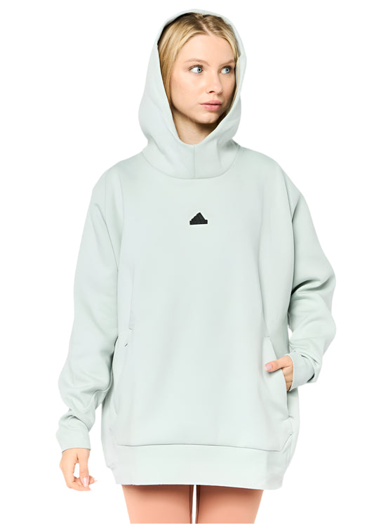 Women Sportswear Fit Brand Logo Outdoor Hoodie, Light Sage Green