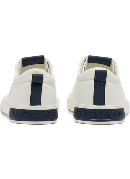 Men's White Low-Top Canvas Sneakers - Iconic Branding for a Clean Look