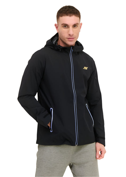 Men Sportswear Fit Long Sleeve Outdoor Jacket, Black