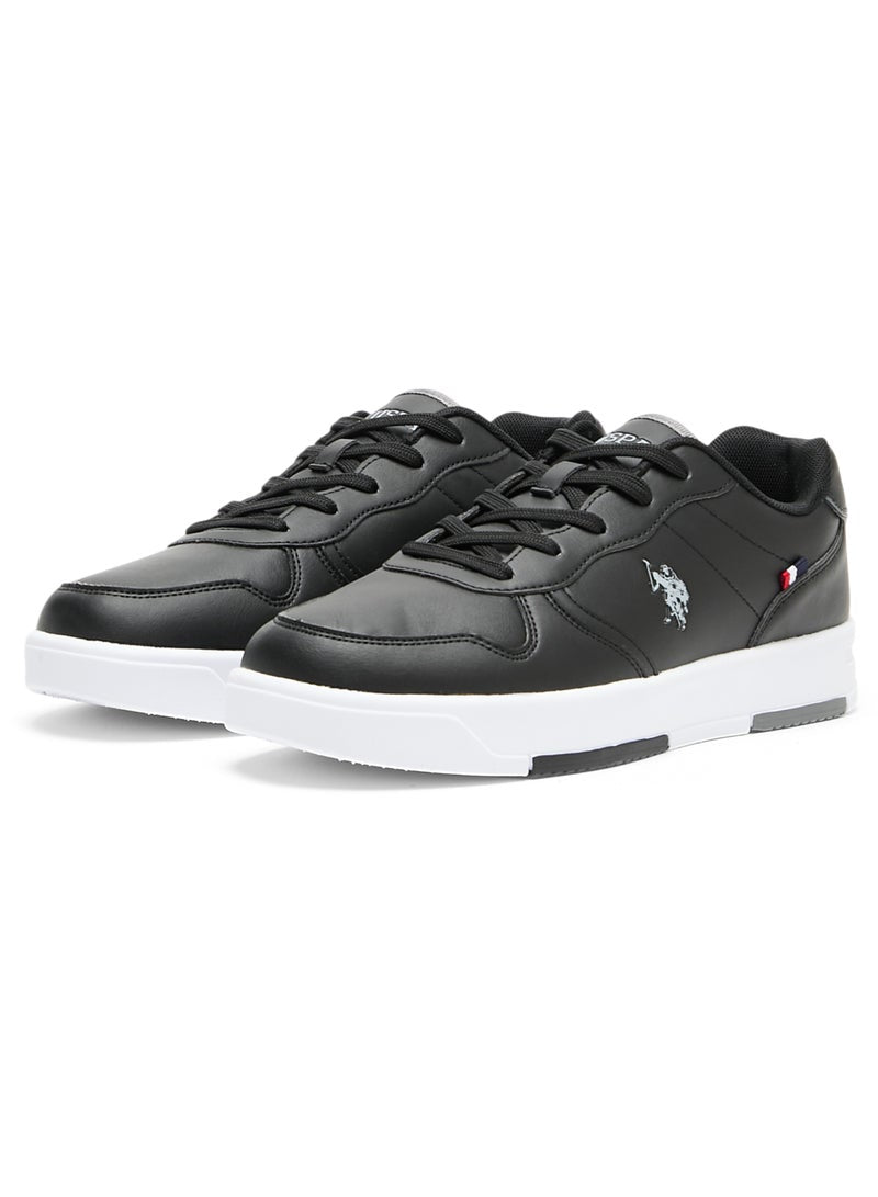 Men's Black Low-Top Sneakers - Lightweight With White Sole , Comfortable Casual Shoes