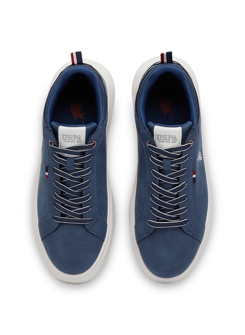 Men's Navy Low-Top Sneakers - Fashionable Lace-Up Style