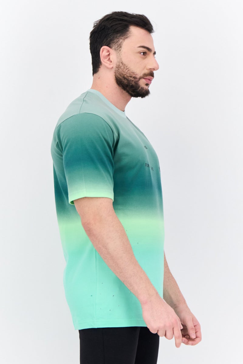 Men Sportswear Fit Short Sleeves Running T-Shirt, Green Combo