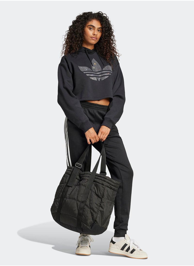 Rhinestone Trefoil Cropped Hoodie