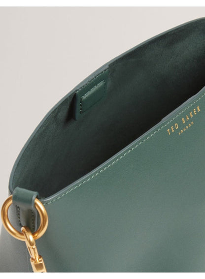 Weave Handle Leather Small Bucket Bag