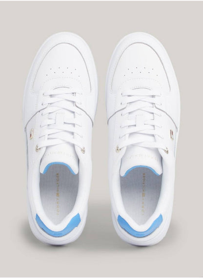 Women's Enamel Flag Basketball Low-Top Trainers -  Leather mix upper, White/ Blue
