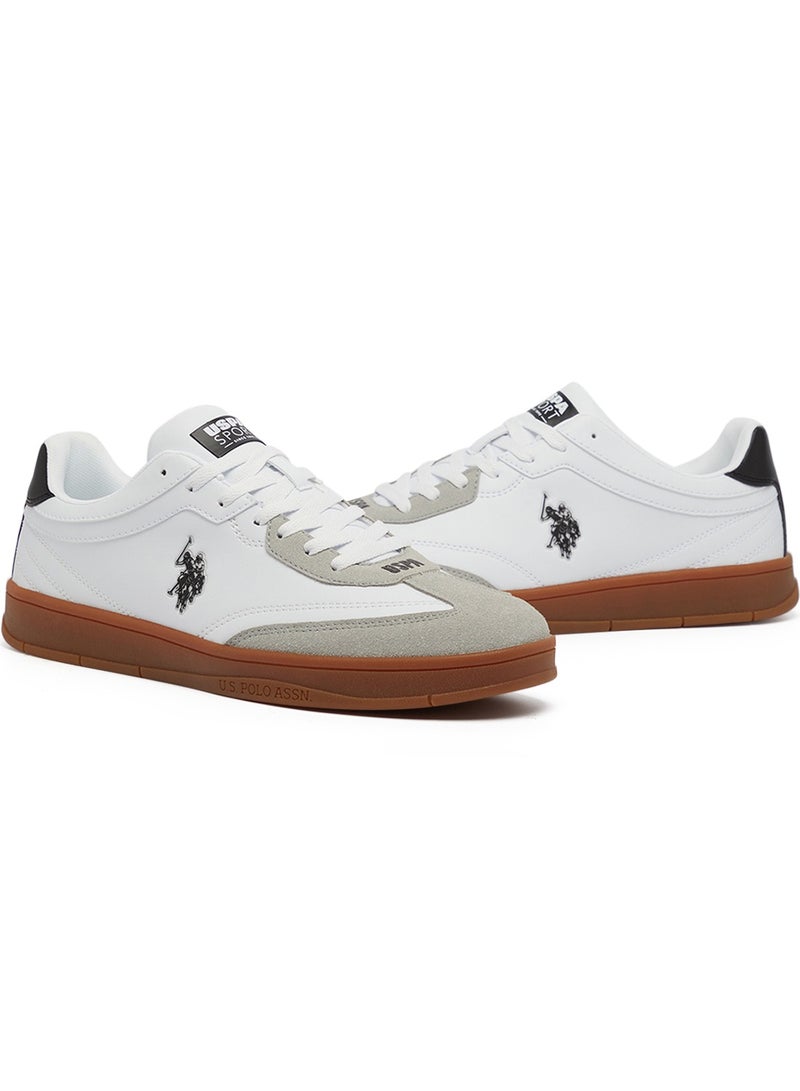 Men's White Low-Top Sneakers - Fashionable Lace-Up Style, Perfect for Everyday Casual Outfits