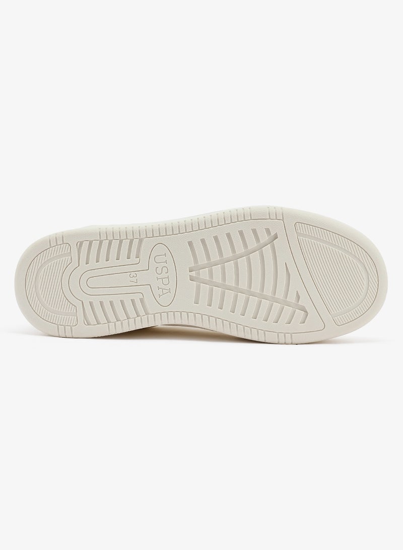 Women's White Low-Top Sneakers - Stylish Lace-Up Design Shoes, Perfect for Casual Outings