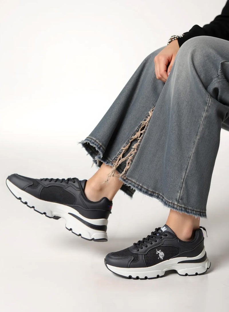 Women's Black Sneakers - Bold Rugged Style with Durable Sole for Outdoor Wear