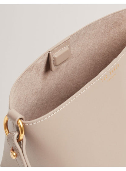 Weave Handle Leather Small Bucket Bag