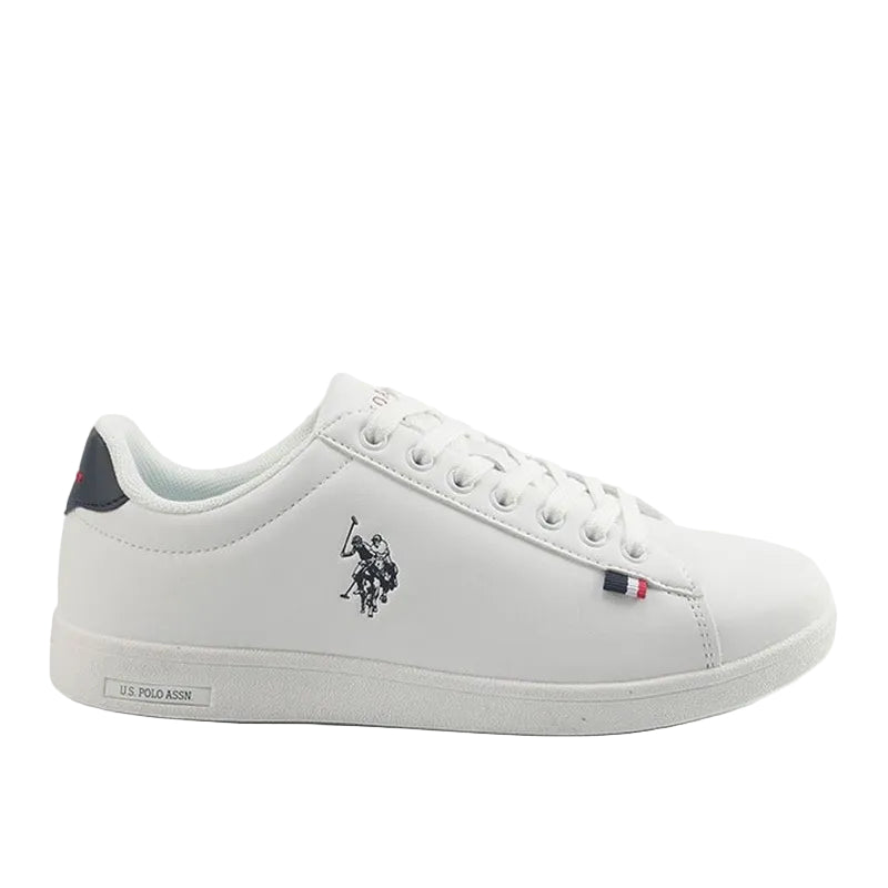 Women's White Sneakers with Navy Contrast Shoes - Bold Lace-Up Style for Striking Everyday Look Shoes