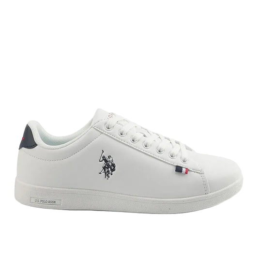 Women's White Sneakers with Navy Contrast Shoes - Bold Lace-Up Style for Striking Everyday Look Shoes